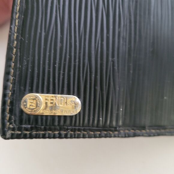 Fendi Vintage Pequin Wallet Canvas Leather Wallet Black Purse Bifold Compact - Picture 4 of 16